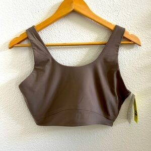 NWT Medium Support Buttery Soft Taupe Workout Yoga Activewear Sports Bra Comfy